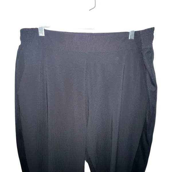 Athleta Womens‎ Textured Brooklyn Jogger Pants Size 16 Black Side Stripe Nylon - Image 2
