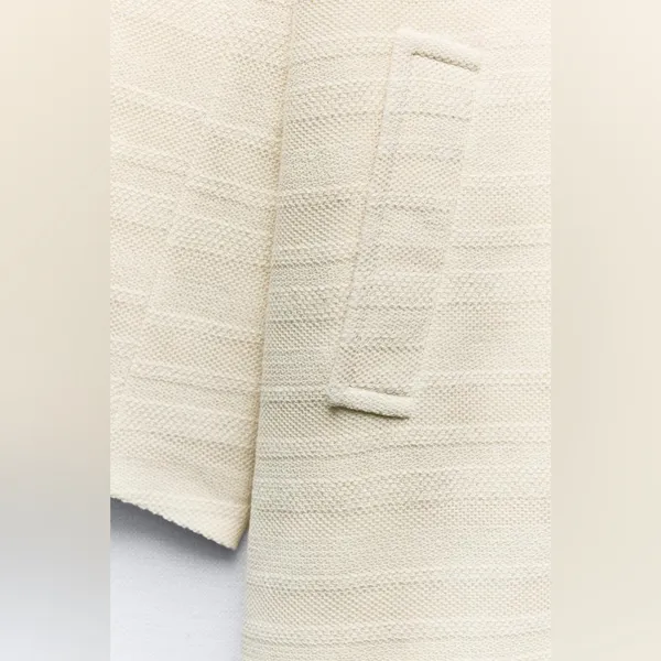 Zara TEXTURED ONE-BUTTON Oversized COAT Cream/Beige Size XS NEW - Image 6