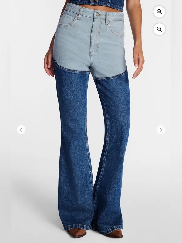 LEE Denim Chaps Jeans Two Tone Light Wash Dark Wash Butt Enhancing Stretch 0 NWT - Image 3