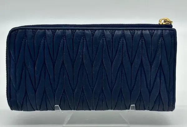 Miu Miu Navy Continental Leather Wallet - Image 2