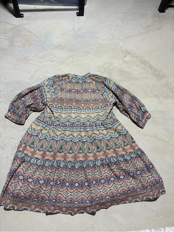 Amanda uprichard Diego Patterned Boho Tiered Dress large - Image 7