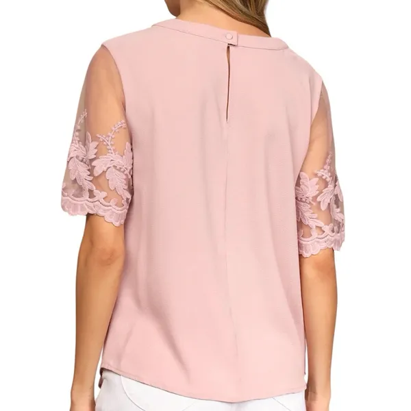 NWT Lulus Lisa Marie Mauve Pink Embroidered Top Medium - Image 2