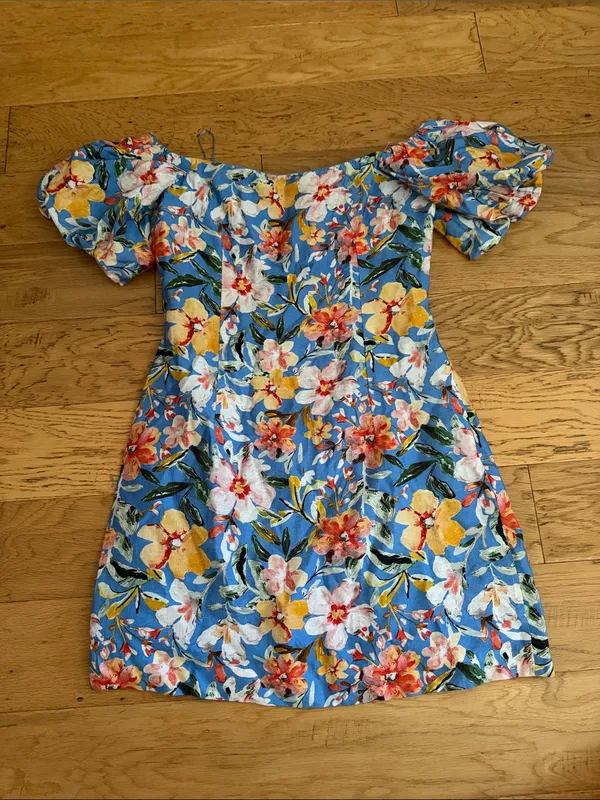 S - ASTR The label - Floral Square-Neck Mini Dress in Blue NWOT - Image 2