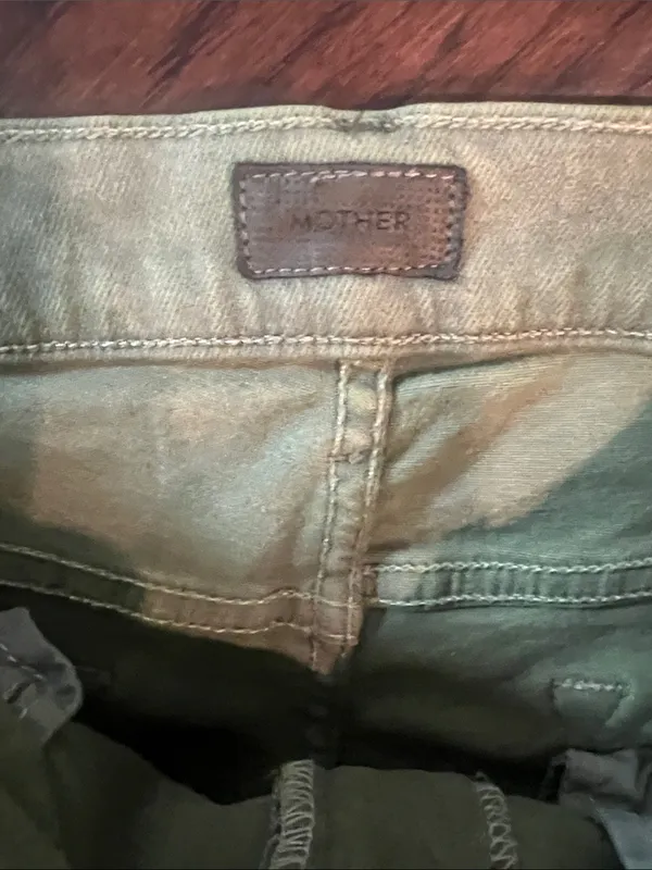 MOTHER Olive Green the Insider Crop Step Fray Denim Jeans 33 GUC - Image 2