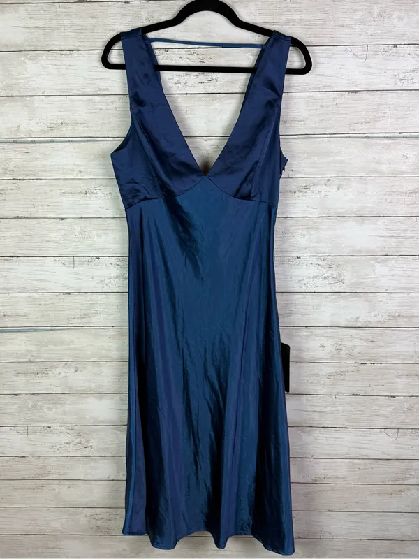 Lulus Incredible Love Navy Satin Cowl Back Midi Slip Dress Size Large - Image 6