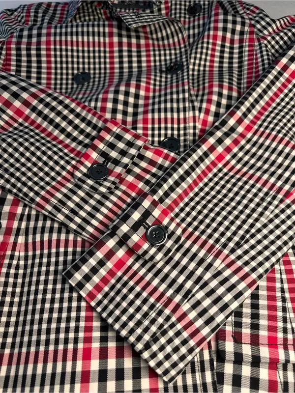 Banana Republic Women’s S Plaid Trench Coat Belted Cotton Double Breasted - Image 9