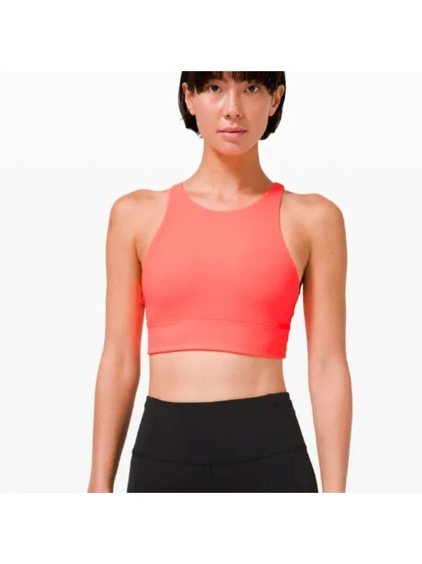 Lululemon Energy Bra High Neck Long Line Rib Med. Support, B–D CupvSunset Sz. 6 - Image 3