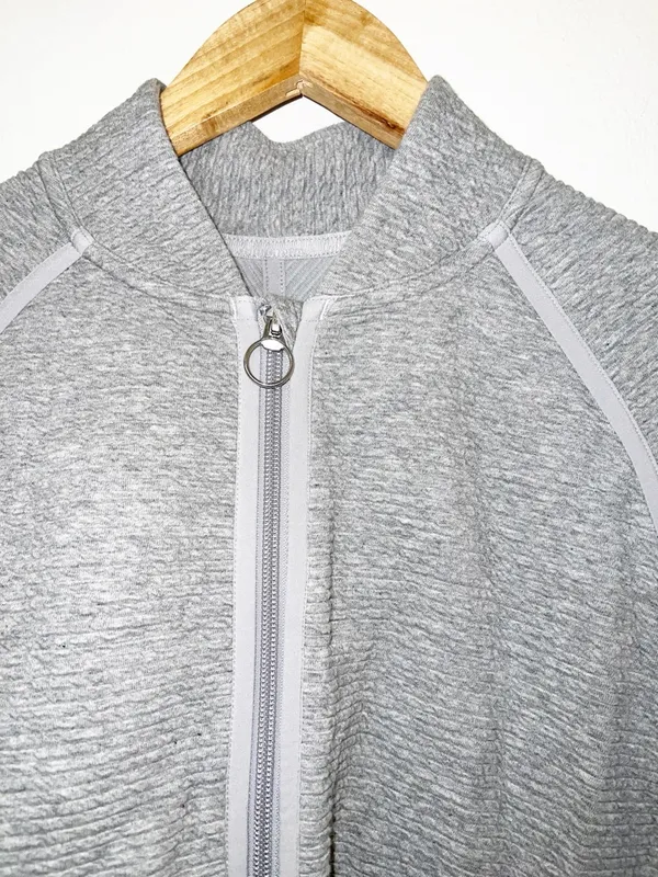 Lululemon On Repeat Heatered Core Light Gray Zip-Up Bomber Jacket - Image 2