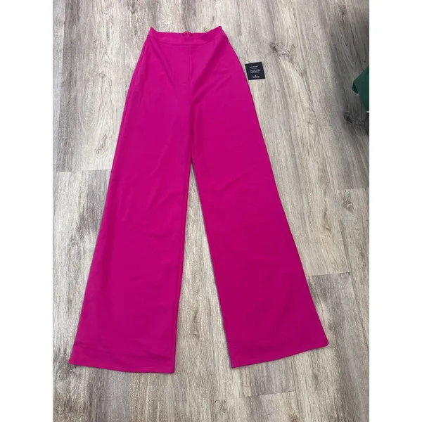 Lulus Magenta Pink High Waisted Wide Leg Dress Pants‎ Size Small NWT - Image 2