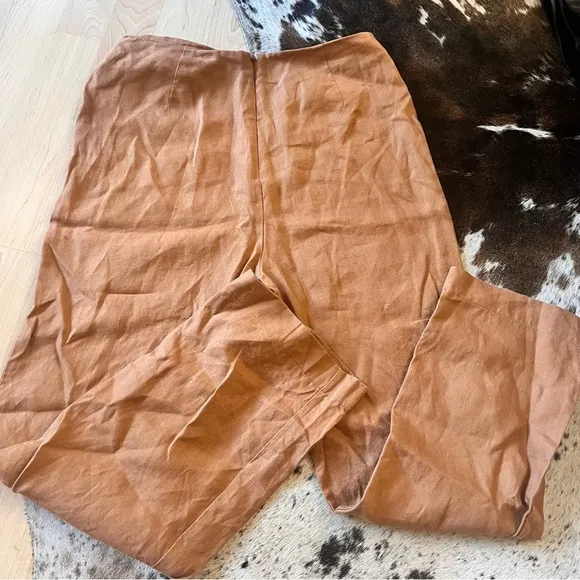 REFORMATION Brown Justin‎ 100% Linen Trouser Pant Size 8 - Image 7