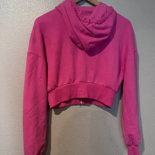 Garage Pink Cropped Zip-Up Hoodie - Image 3