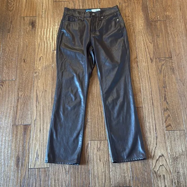 Old Navy high rise bootcut brown faux leather pants 0 - Image 4