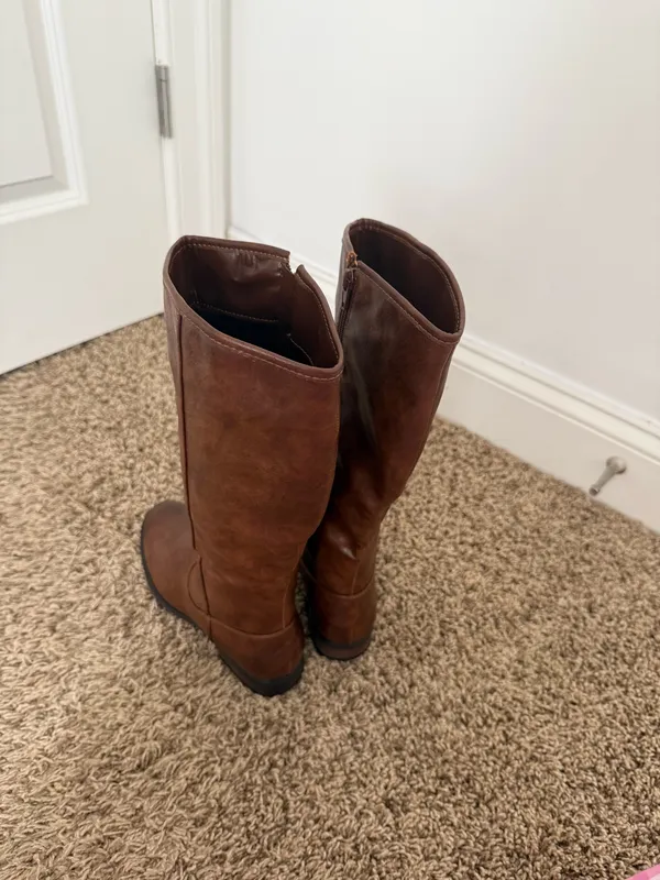 Brown leather autumn boots Size 7 - Image 5