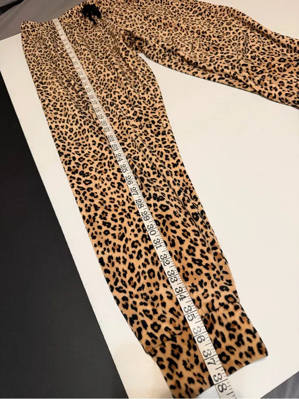 Juicy Couture leopard print soft velour lounge pant, pull up elastic waist, sz L - Image 6