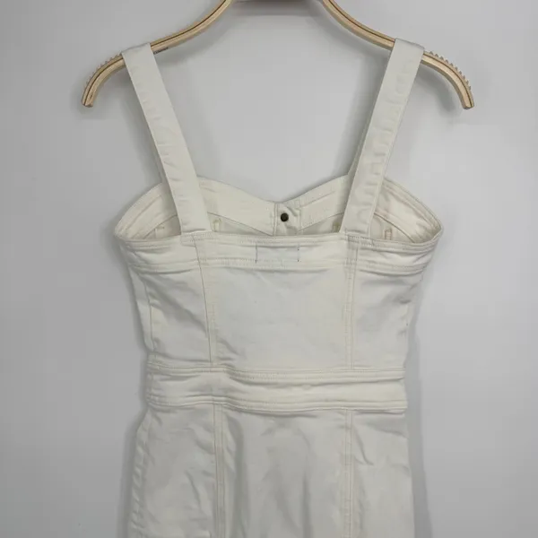 Ramy Brook Denim‎ Midi Dress 25/0 Ivory Button Front Sleeveless Utility Bodycon - Image 9