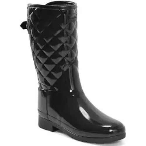 Hunter refined high gloss quilted mid calf rain‎ boots black women's size 11 - Image 2