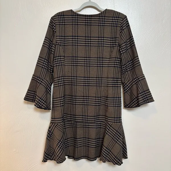 Cabi Women's Flounce‎ Jacket 3902 Tartan Plaid Zip Front Brown Navy Size Small - Image 9