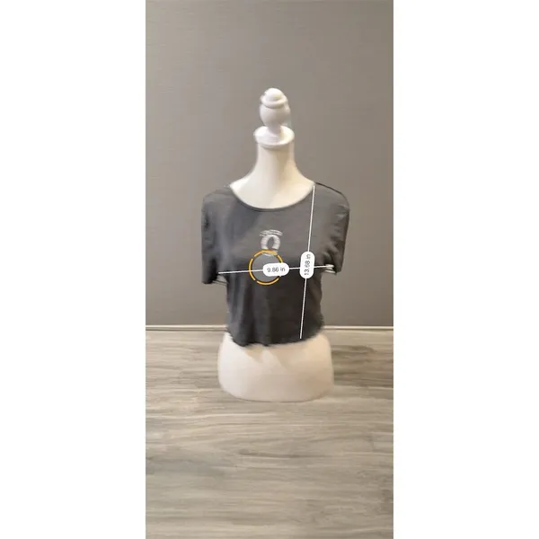 H&M Divided Women's Gray Crop Top Size L Short Sleeve Raw‎ Hem - Image 2