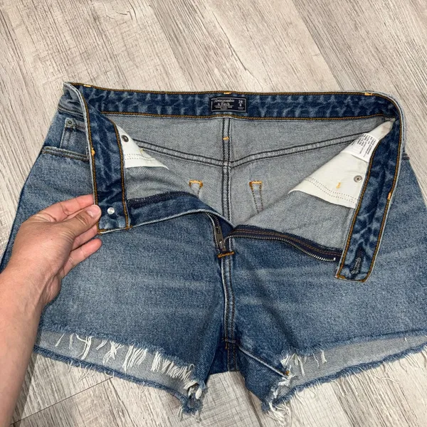 NWT Abercrombie & Fitch Annie High Rise Short 100%cotton 29/8Zipper Cut Off Blue - Image 6