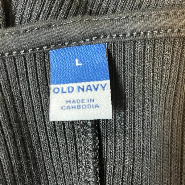 Old Navy Women’s Black Cotton Ribbed Fitted Minimalist Midi‎ Dress Large - Image 5