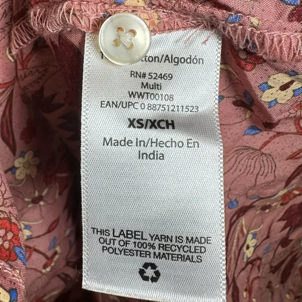100% cotton pink rose floral oversized ruffle top size XS NWOT - Image 10