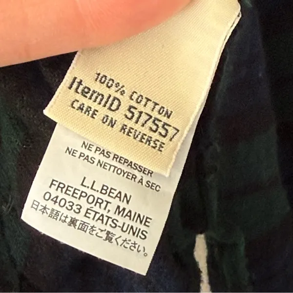 LL Bean Women's Scotch Plaid‎ Flannel Shirt Quarter Zip Indigo Tartan Small - Image 10