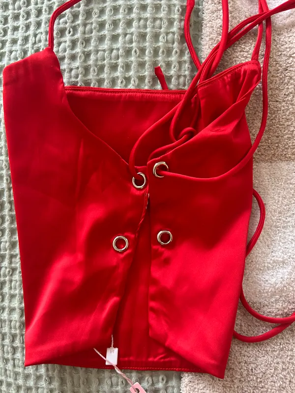 Beginning Boutique Lace Up Top - Image 2