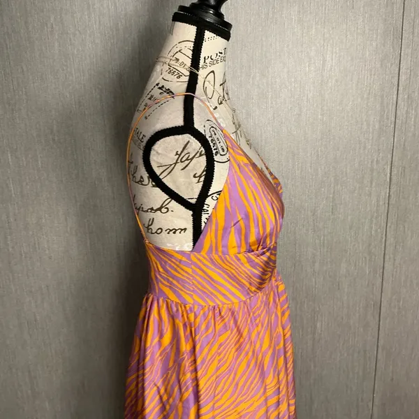 Milly Silk Orange and Purple Mini Dress Size 4 - Image 5