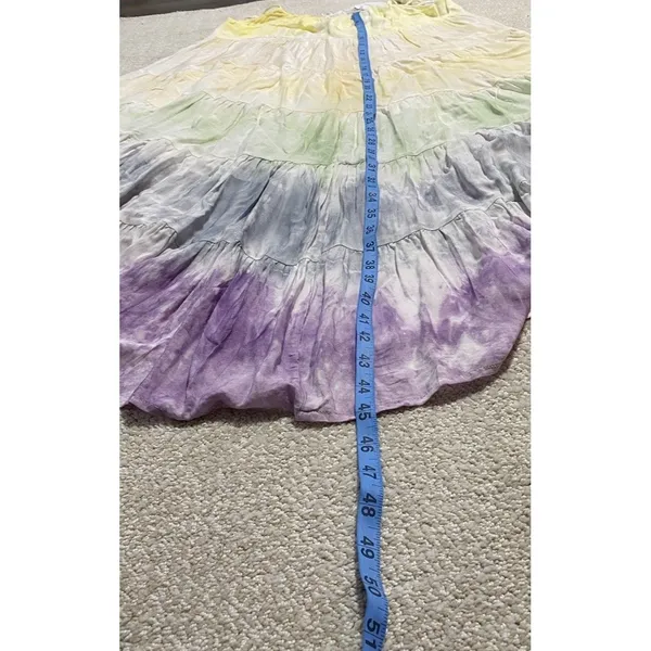STORIA Tie Dye Maxi Dress Colorful Sleeveless Tasseled Straps Size S 100% Rayon - Image 10