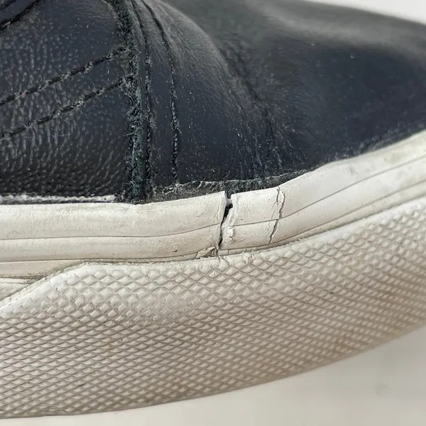Vans Black Leather Side Zip Low Sneakers Womens 7.5 Mens 6 - Image 8