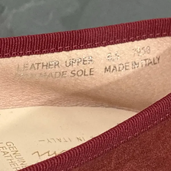 Avellini Wine Red Suede Square Toe Ballet Flats - Image 5