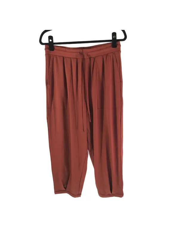 Halara Mid Rise Drawstring Casual Tapered Pants with Pockets Rust Red M - Image 3