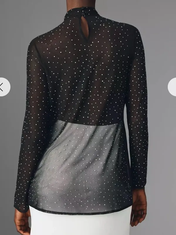 Eva Franco Starlight Long-Sleeve Sheer Tunic Sz L‎ - Image 4