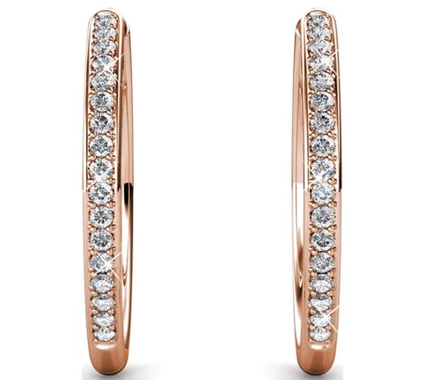 Cate & Chloe Bianca 18k Rose Gold Plated Crystal Silver Hoop Earrings - Image 7