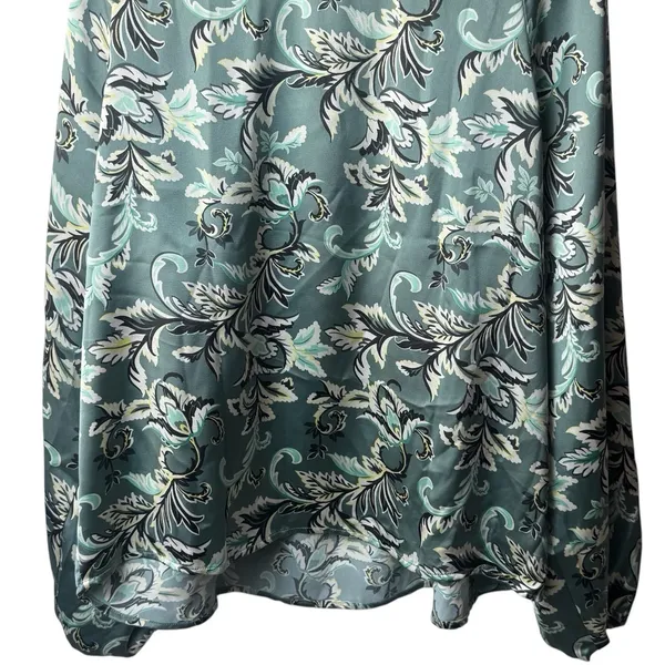 NEW Loft Satin Shirred Floral Blouse Bishop Career Special Occasion Chic L - Image 8