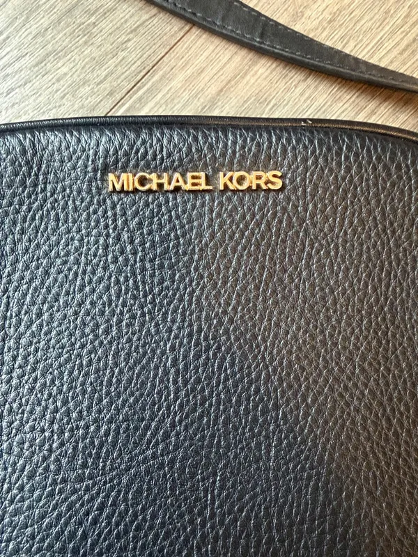 Michael Kors Black Pebbled Leather Rounded Crossbody with Gold Hardware - Image 3