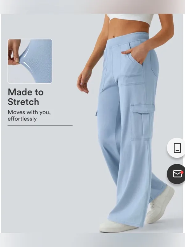 New! Halara Flex Ligh Blue Wide-Leg Cargo Pants - Image 2