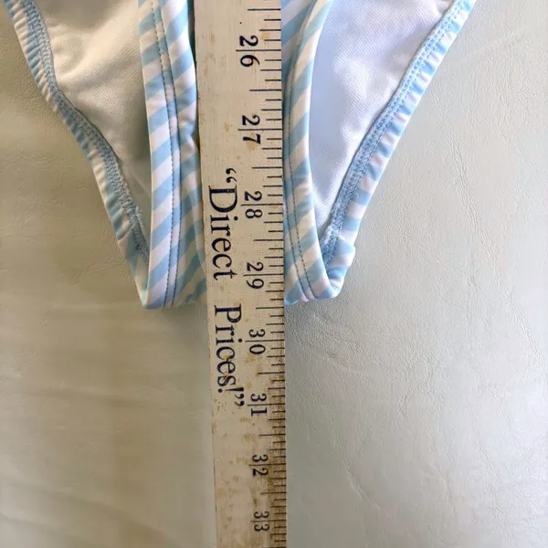 Shade & Shore Blue Striped‎ Tie Front Ruffle Cottagecore Swimsuit Medium NEW - Image 6