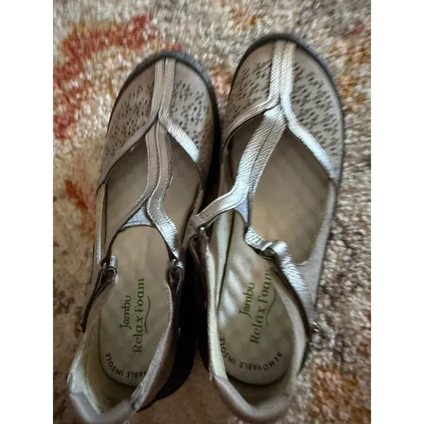 Jambu Creek Pewter Metallic Leather T-Strap Mary Jane Flats Women 7.5W J1CRE56 - Image 6