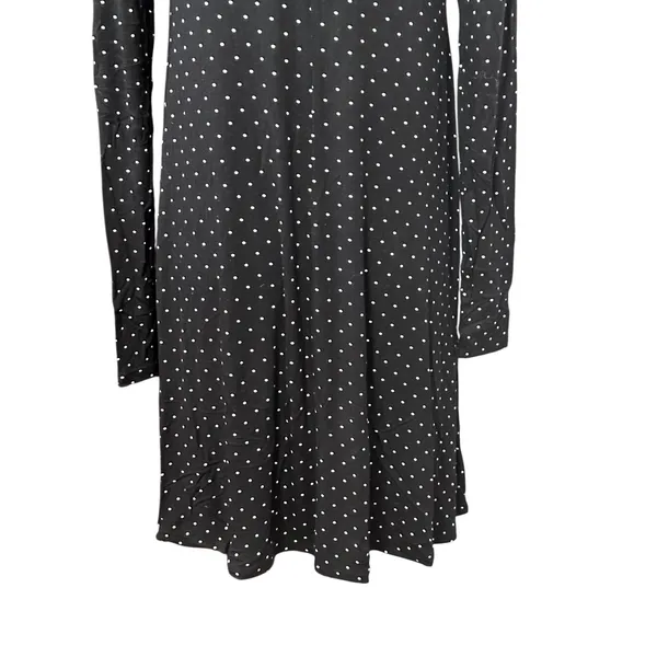 Old Navy A-Line Dress Polka Dot Print Long Sleeves Knee Length Black Women's S - Image 6