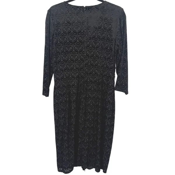 NWT Talbots Womens Velvet Jacquard Damask V-Neck Sheath Dress Black Size Large - Image 6