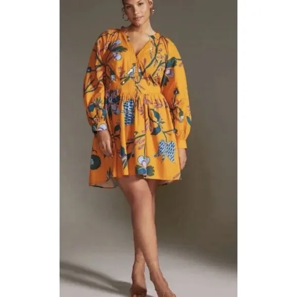NWT Anthropologie Let Me Be Printed Tunic Dress Mini Floral Size XLP‎ - Image 2