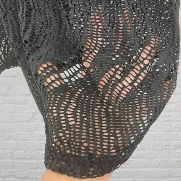 Alexa & Stella Black Crochet Mesh Swim Cover-Up Dress L Beachy Summerdress Chic - Image 9