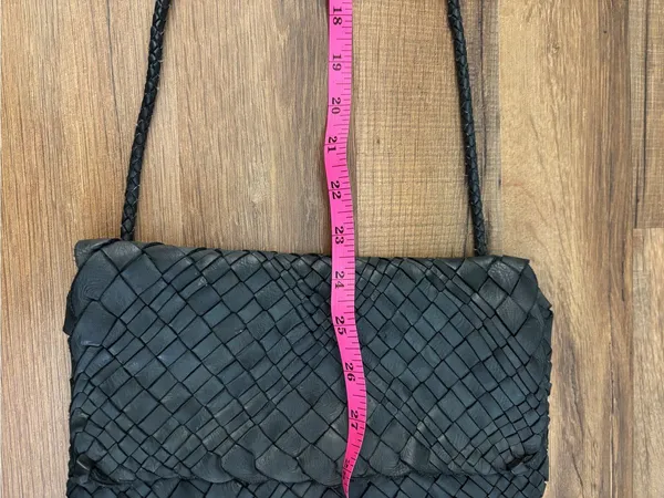 House 2401 Woven Leather Crossbody Purse Bag Dark Green Made in Italy - Image 12