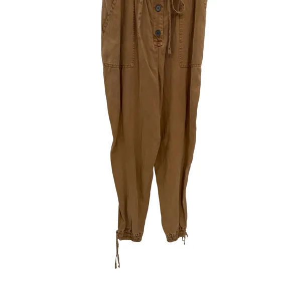Alice + Olivia Tiana Button‎ Front Jumpsuit Tan Utility Cargo Tie Waist Size 8 - Image 7