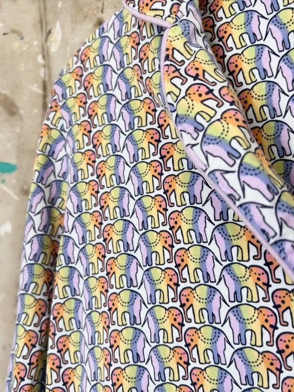Roller Rabbit Disco Rainbow Elephant Long Sleeve Pajama Top - Image 3