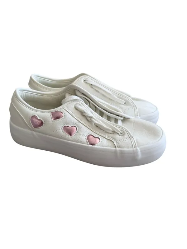 SINCERELY JULES Tag Pink White Heart Print Sneakers Size 8.5 - Image 5