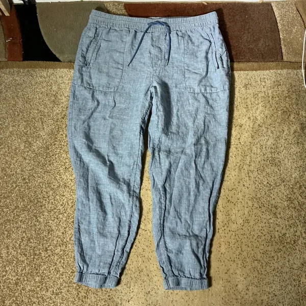 Athleta Cabo Linen Jogger‎ Pants Blue 531704-00 Womens Size 16 SP23 - Image 2