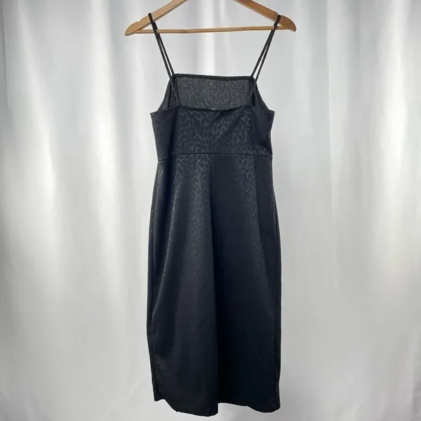 Zara Textured Weave Printed Slit Midi Dress in Black Size‎ Large - Image 4