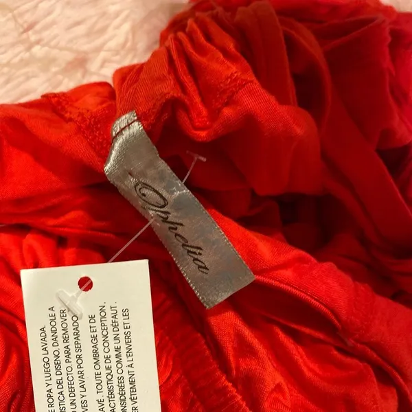 Ophelia Ruffle Tiered Halter Sundress Womens Medium Poppy Red Stretch Knit - Image 5
